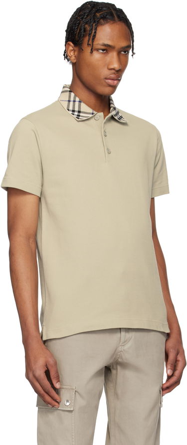Polo skjorte Burberry Burberry Check Collar Cotton Polo Beige | 8103866, 1