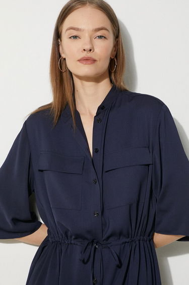Kjole MAISON KITSUNÉ Maison Kitsuné Double Pocket Mini Dress Mørkeblå | MW01607WF0022, 4