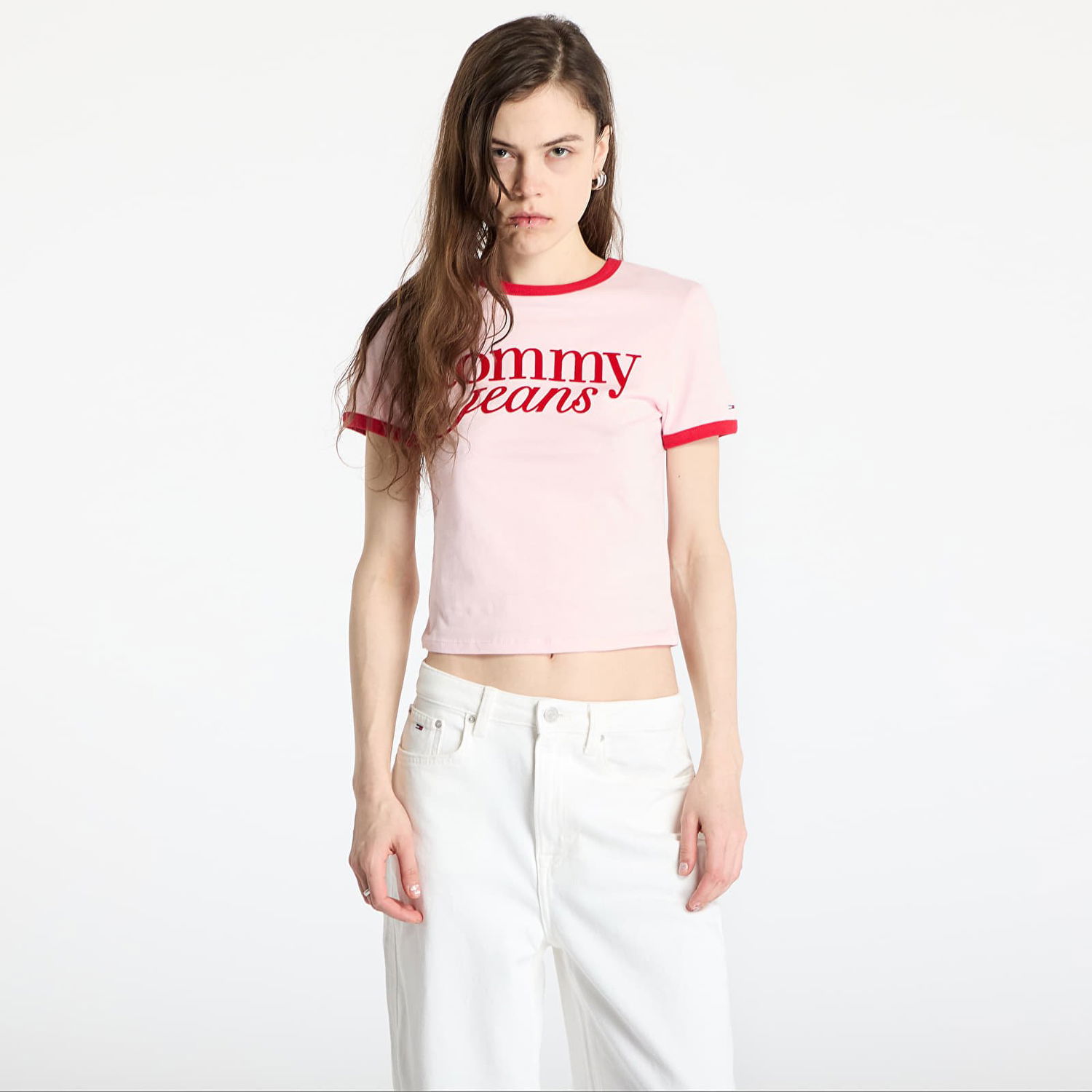 Crop top Tommy Hilfiger Tommy Jeans Slim Script Crop T-Shirt Lyserød | DW0DW20631 TH3, 0