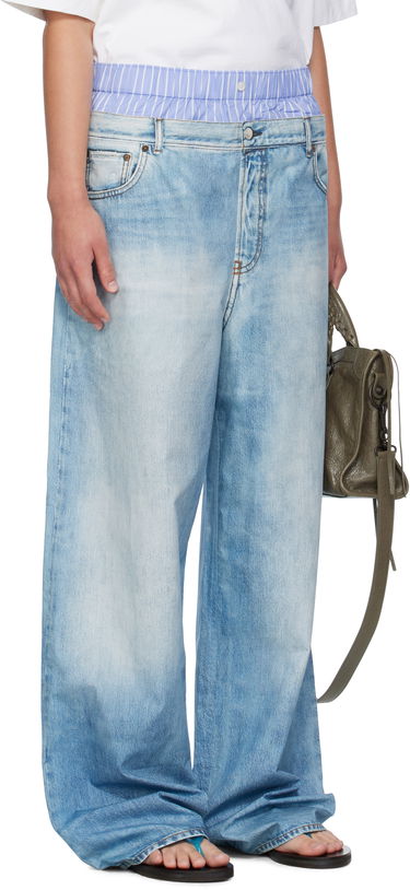 Bukser Acne Studios Acne Studios Printed Wide-Leg Trousers Blå | AK0918-, 1