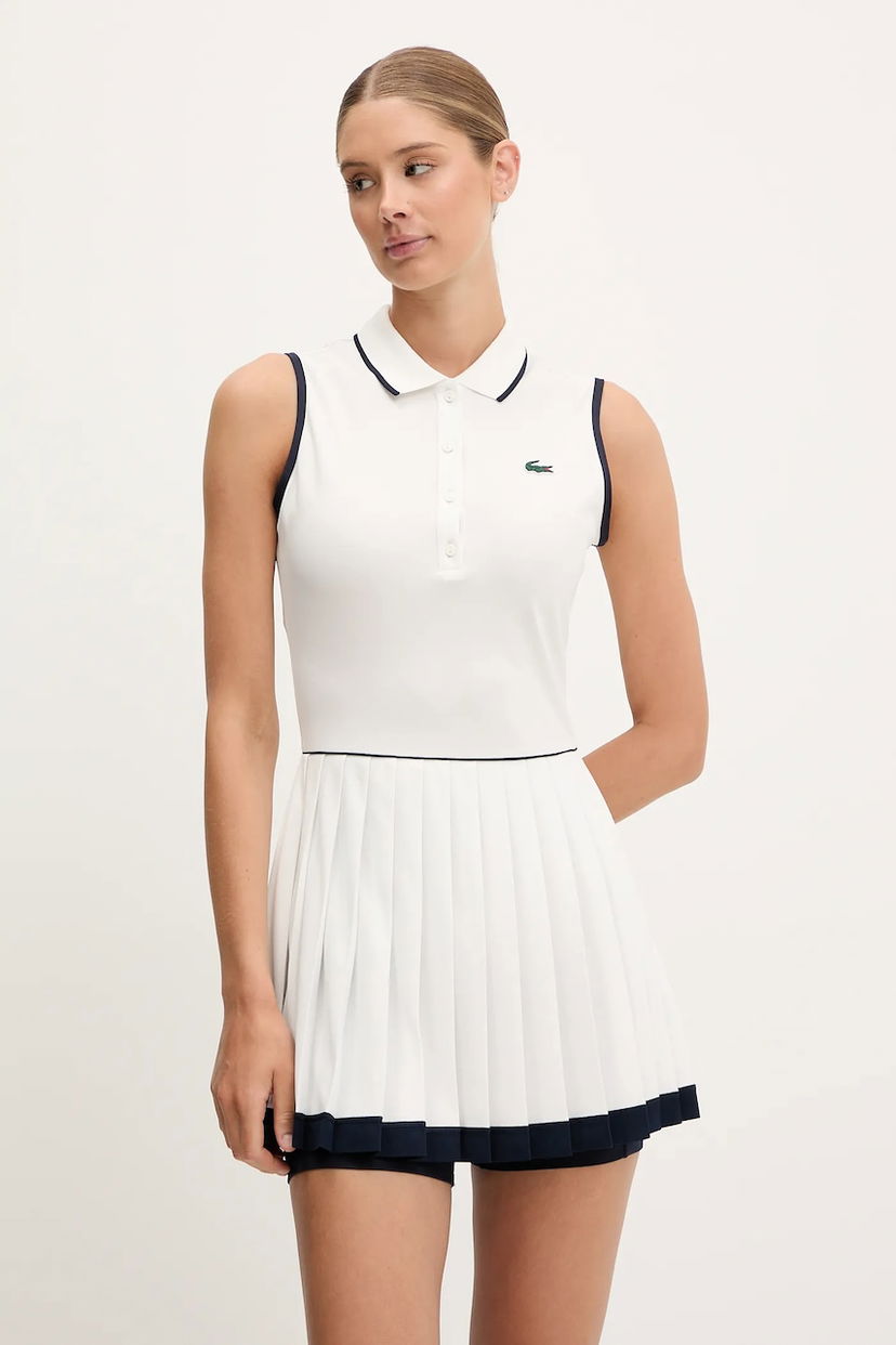 Kjole Lacoste Sleeveless Pleated Polo Mini Dress Hvid | EF8582