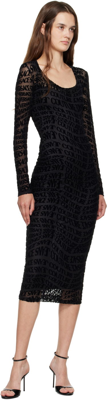 Kjole Versace Versace Jeans Couture Flock Liquify Tulle Midi Dress Sort | E79HAO920_EJS490, 3