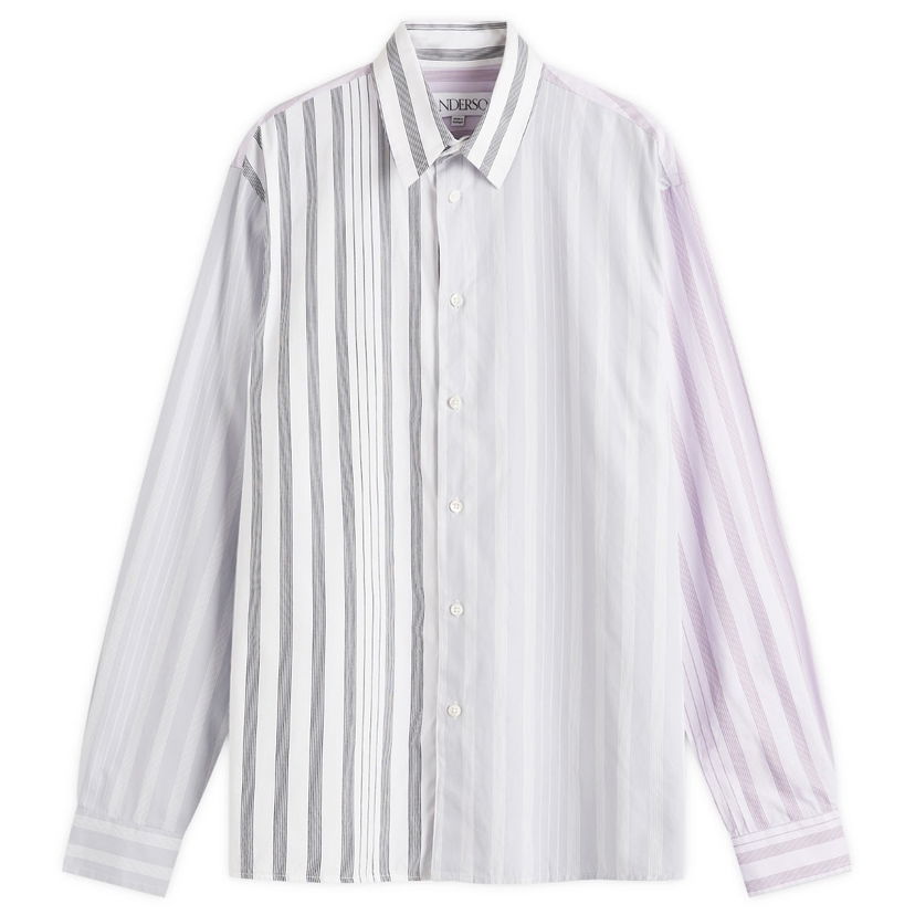 Skjorte JW Anderson Stripe Patchwork Shirt Grå | SH0323-PG1575-000