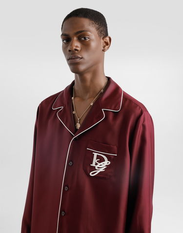 Skjorte Dolce & Gabbana Silk Shirt With Logo Embroidery Bourgogne | G5IF1ZGJ155R0108, 3