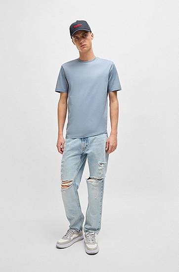 T-shirt BOSS Slim-Fit Mercerized Cotton Tee Blå | 50542969, 1