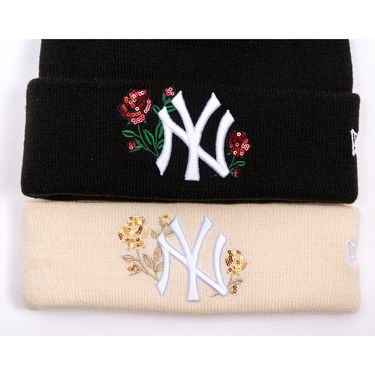 Beanie New Era Beanie MLB Sequin Rose NY Yankees One Size Beige | 60691295, 3