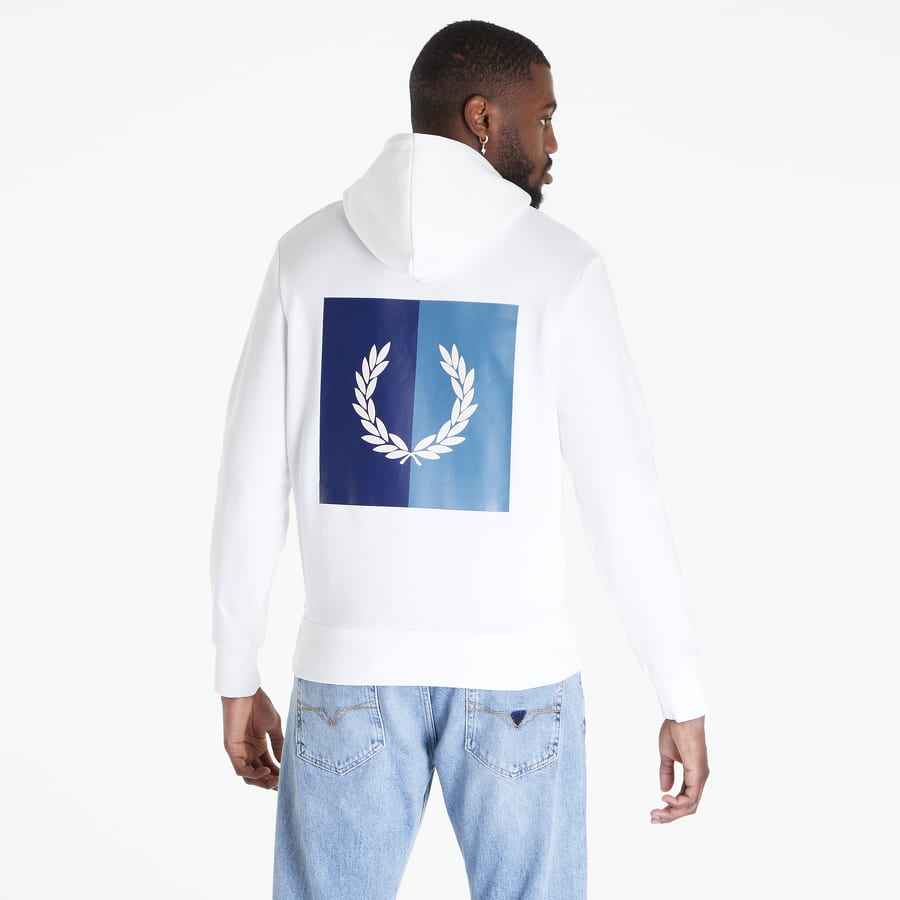Sweatshirt Fred Perry Laurel Wreath Hooded Sweatshirt Hvid | M4624 129, 1