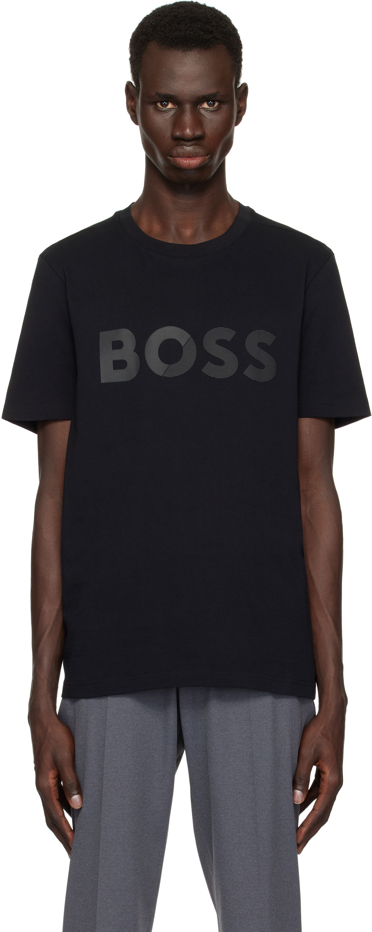 T-shirt BOSS Cotton-Jersey Large Logo T-Shirt Sort | 50530990, 0