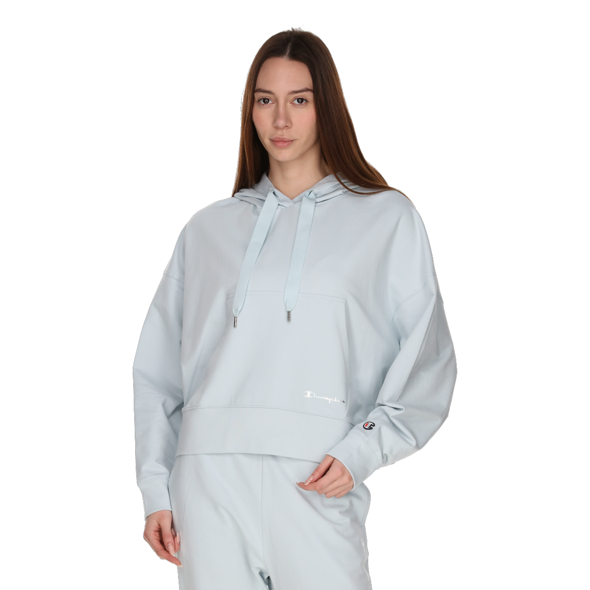 Sweatshirt Champion Relaxed Fit Pullover Hoodie with Drawstring and Kangaroo Pocket Blå | 118205-BS056, 0