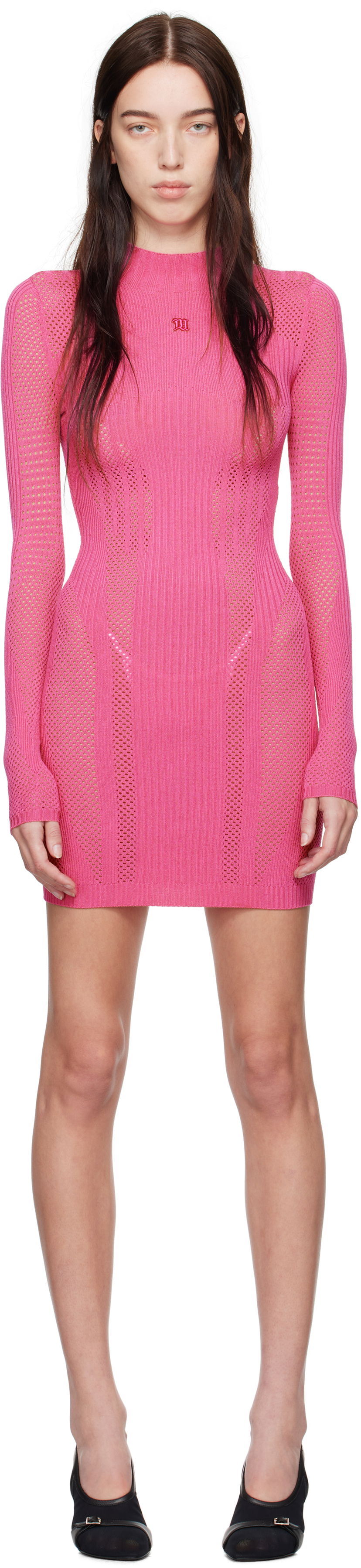 Kjole MISBHV Knitted Mesh Mini Dress Lyserød | 241W501