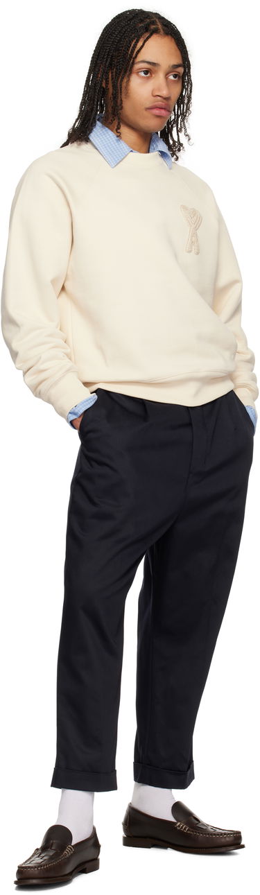 Sweater AMI AMI Paris Cotton Ami de Coeur Patch Sweatshirt Beige | USW055.747, 3