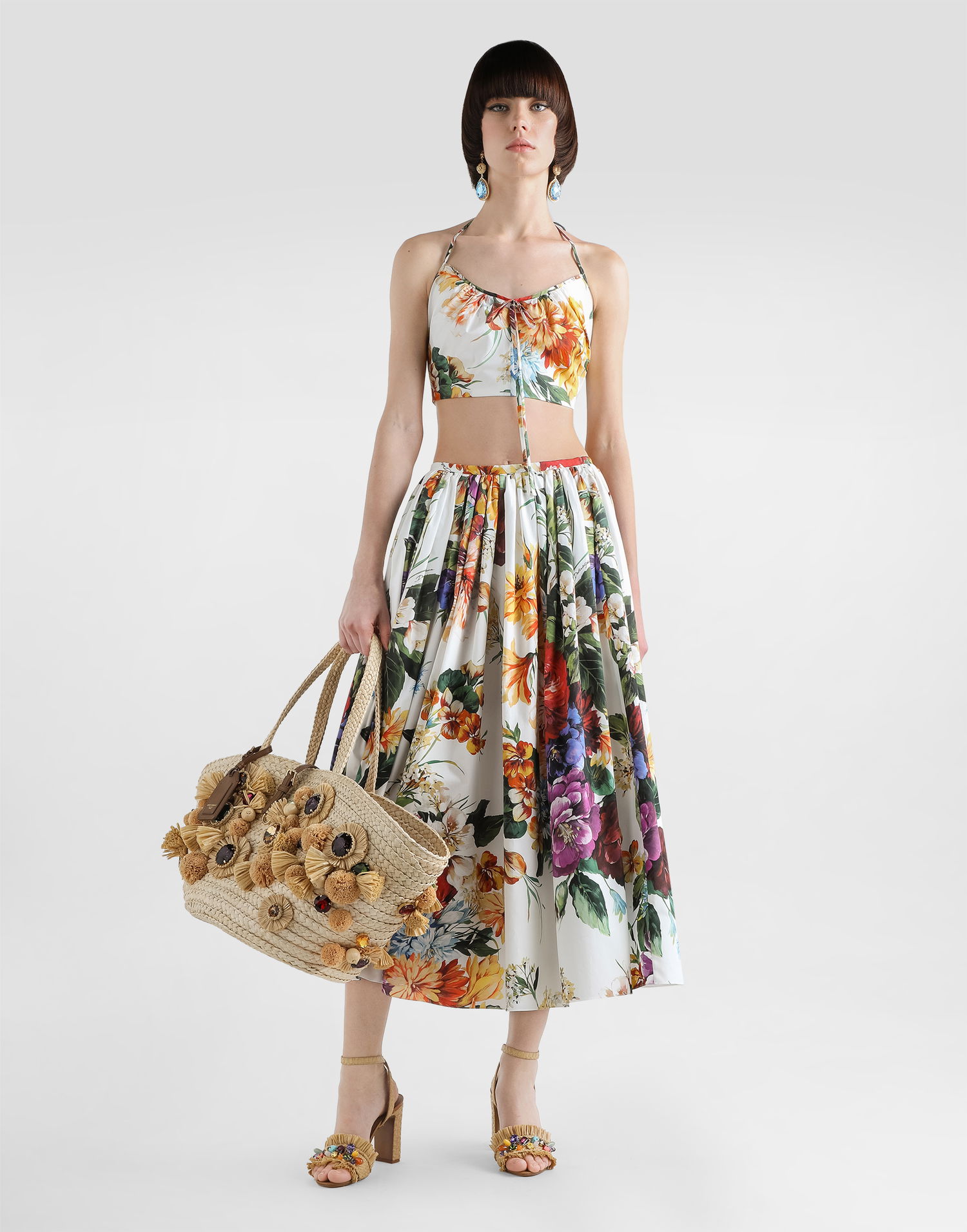 Nederdel Dolce & Gabbana Dolce & Gabbana Flower-Bouquet Print Midi Skirt Flerfarvet | F4CNZTHS5TRHA5PC, 1