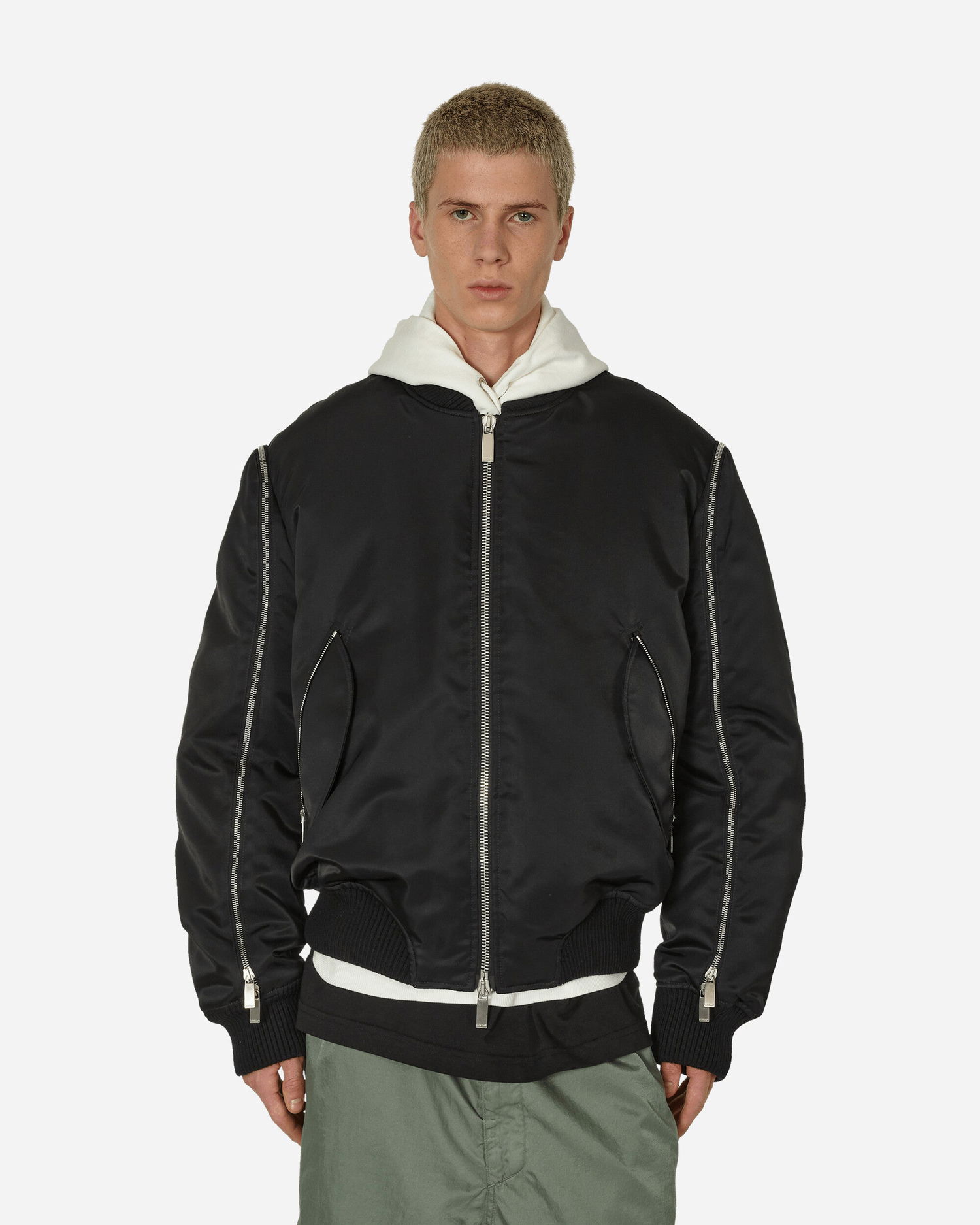 Bomberjakke Off-White Arrow Embroidered Zip Bomber Jacket Black Sort | OMEH052F23FAB001 1010, 0