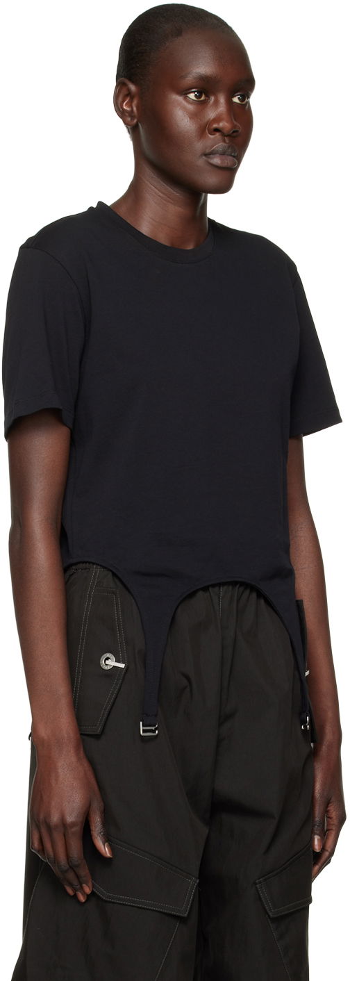 Crop top Dion Lee Garter Slim T-Shirt Sort | C3098R23, 1