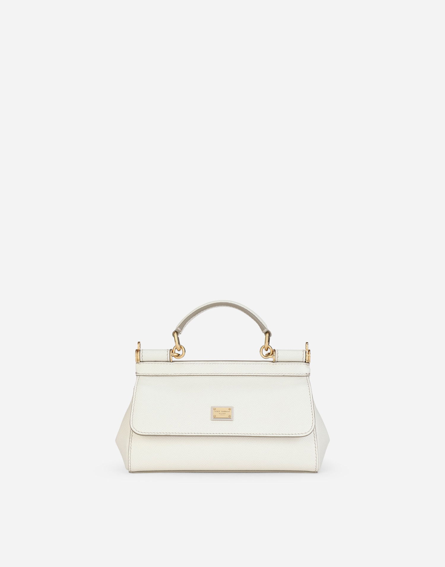 Håndtaske Dolce & Gabbana Dolce & Gabbana Sicily Small Dauphine Leather Top Handle Bag Hvid | BB7116B100180001, 0