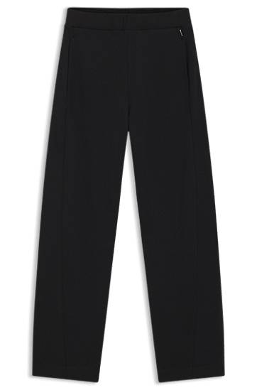 Joggingbukser BOSS Cotton-blend Wide-Leg Tracksuit Bottoms with Lustrous Piping Sort | 50551504, 0