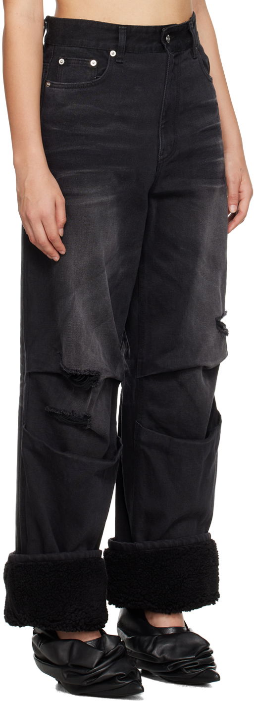 Jeans We11done We11done Shearling Cuff Jeans Sort | WD-DP3-23-316-W-BK, 1
