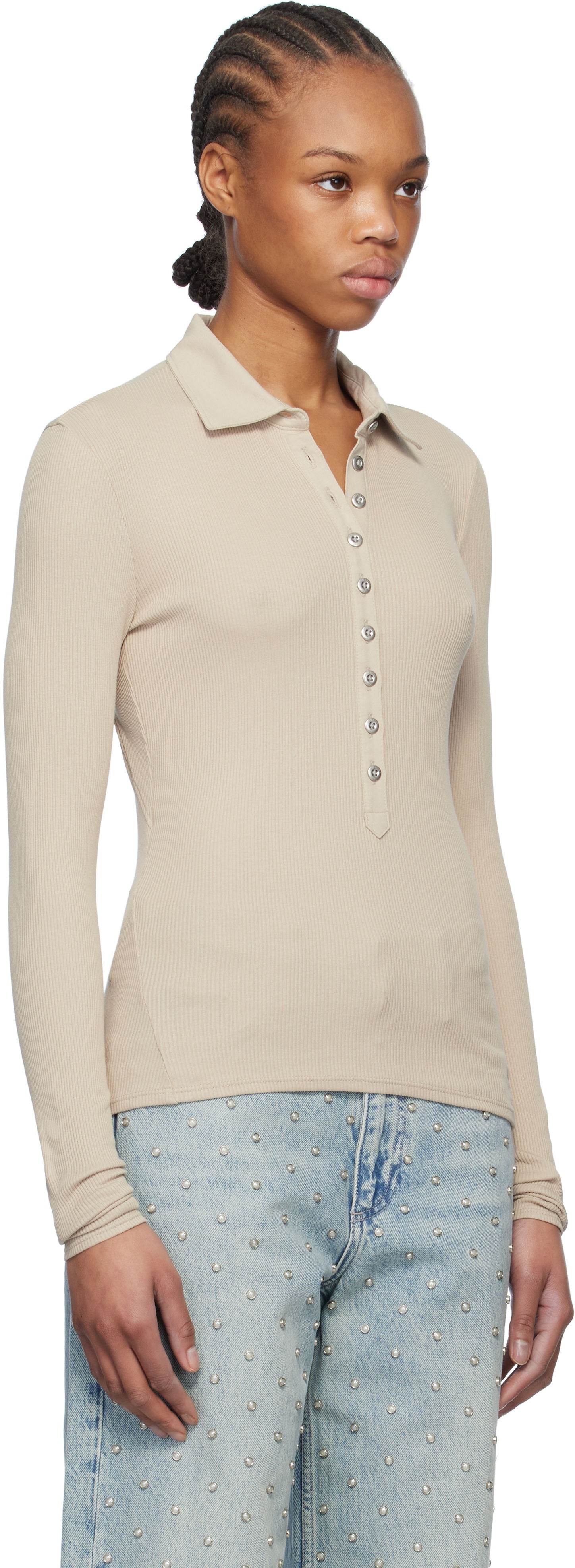 Polo skjorte rag & bone rag & bone Essential Rib Button Polo Beige | WCC24HP021CA21, 1