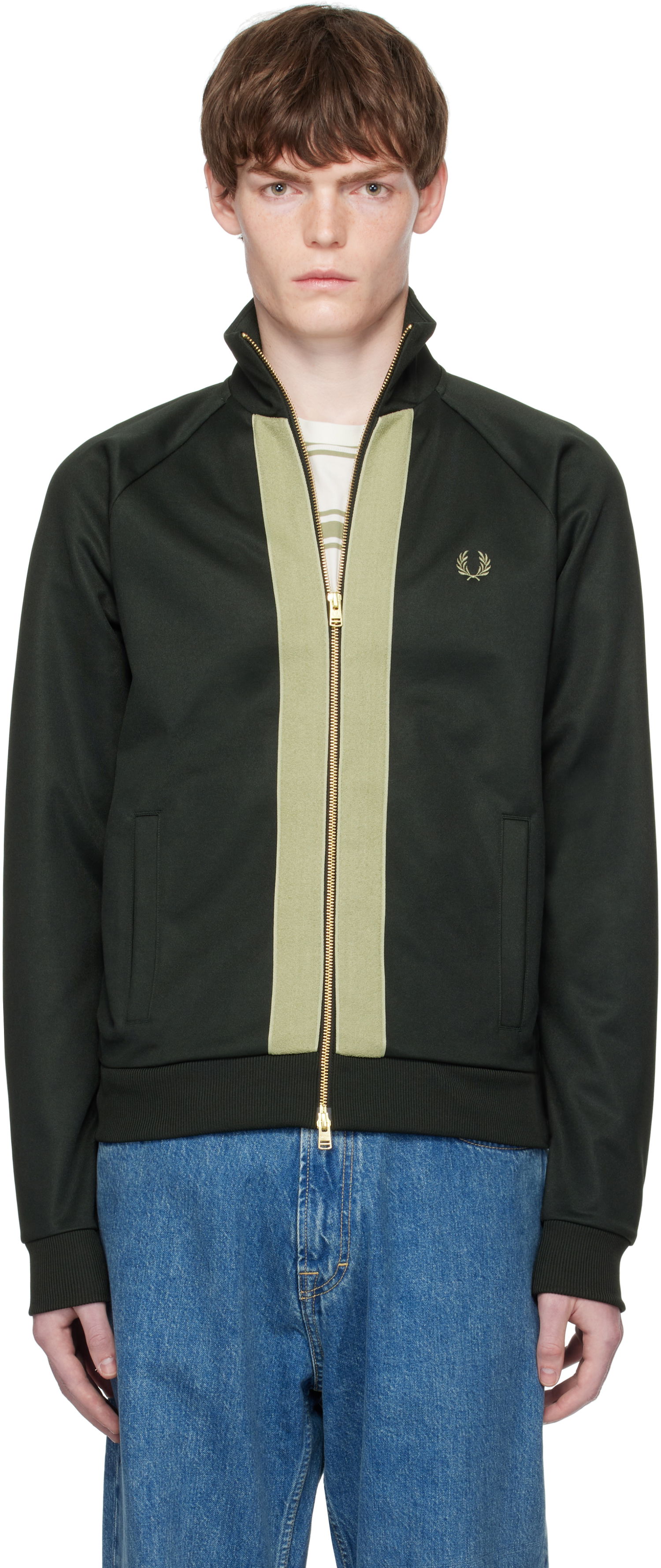 Jakke Fred Perry Fred Perry Chenille Tape Track Jacket Grøn | J9051, 0