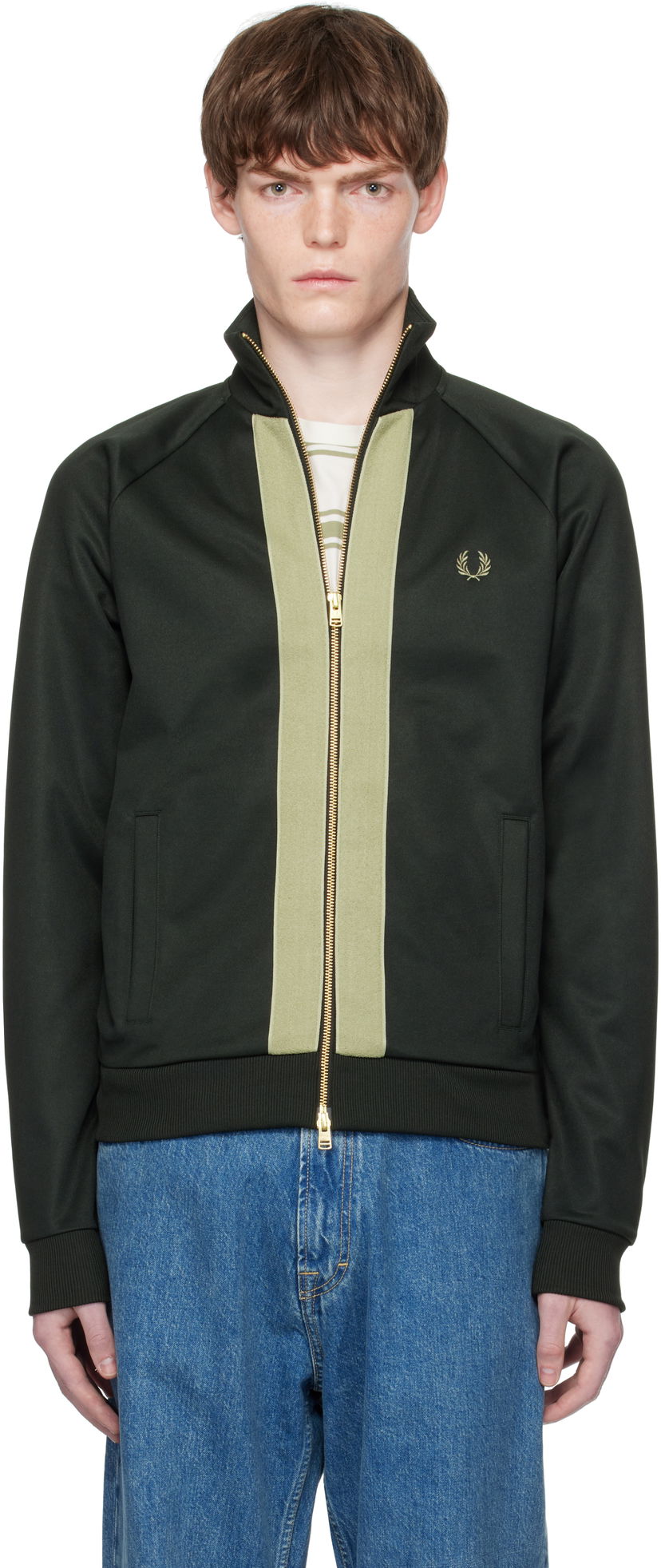 Jakke Fred Perry Fred Perry Chenille Tape Track Jacket Grøn | J9051