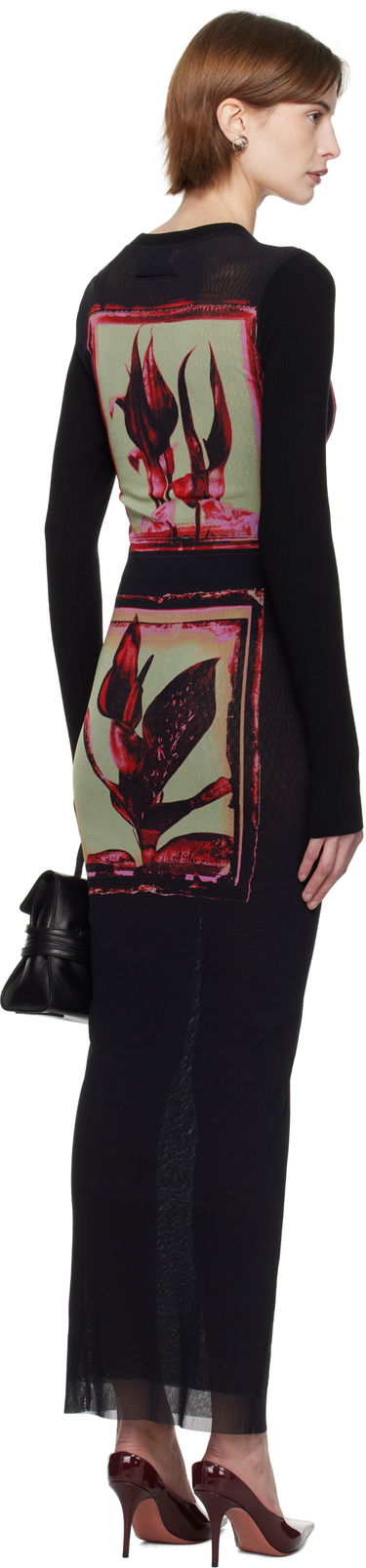 Kjole Jean Paul Gaultier Jean Paul Gaultier Flowers Cadres Maxi Dress Sort | 25/33-F-RO359-T579-002142, 2