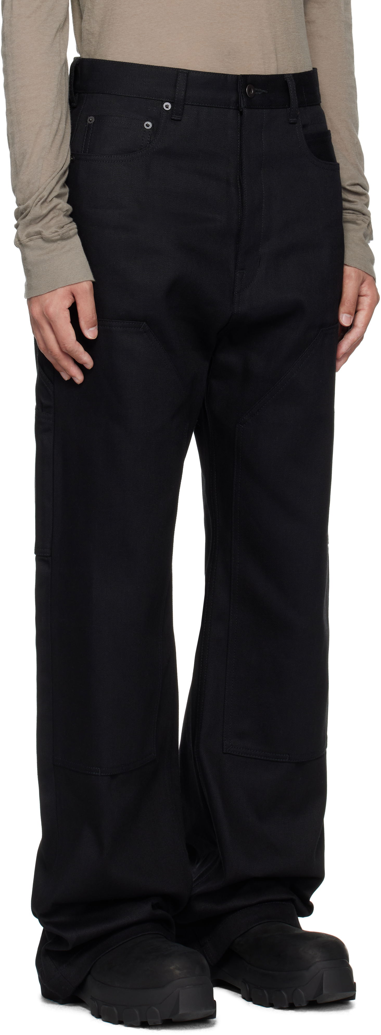 Jeans Rick Owens Rick Owens DRKSHDW Hollywood Double Knee Geth Cut Jeans Sort | DL01E6387 BLKJP, 1