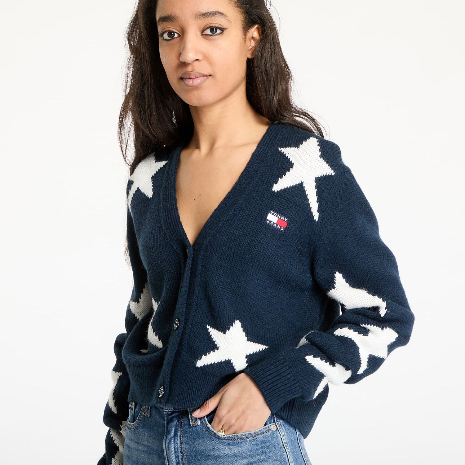 Sweater Tommy Hilfiger Tommy Jeans Star Cardigan Mørkeblå | DW0DW20275 C1G, 1