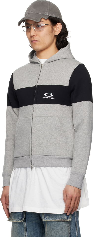 Sweatshirt Balenciaga Balenciaga Technical Jersey Zip-Up Hoodie Grå | 808832TRVJ2, 3