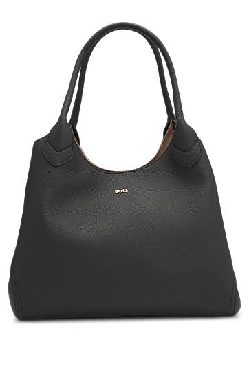 Mulepose BOSS BOSS Grained Leather Tote Bag with Logo Lettering Sort | 50547732