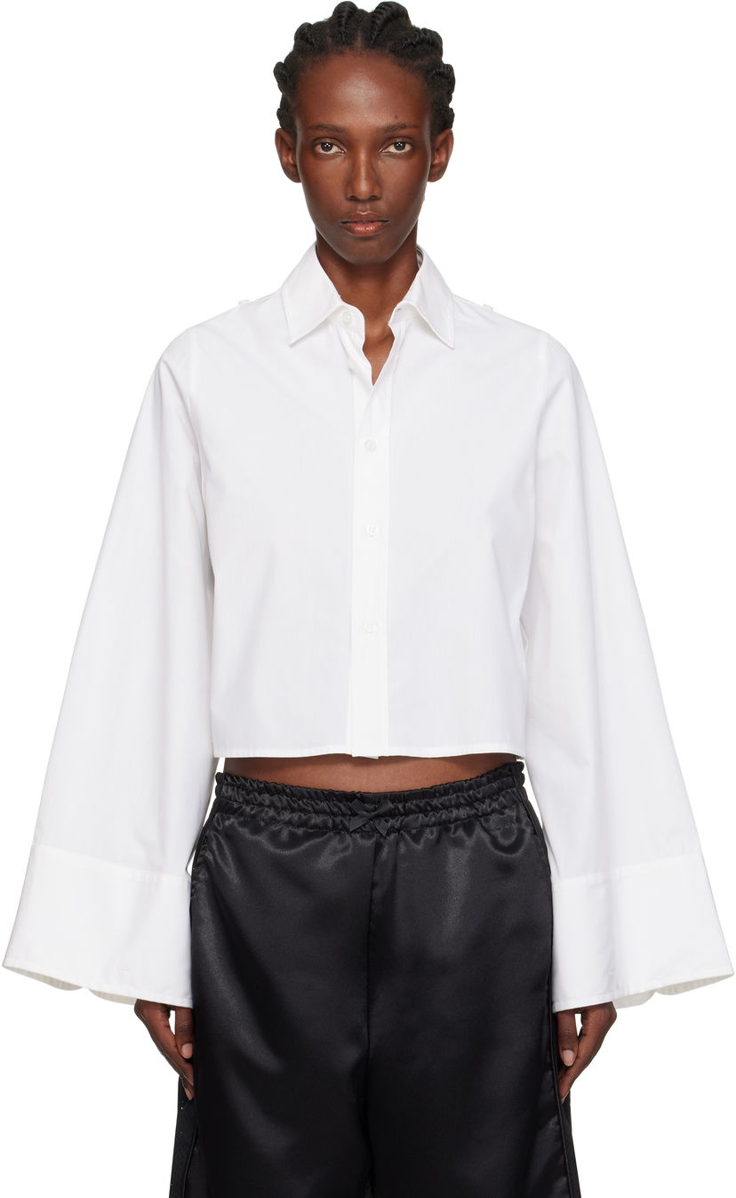 Skjorte Maison Margiela MM6 Maison Margiela Cotton Cropped Shirt Hvid | S52DT0044 M35480
