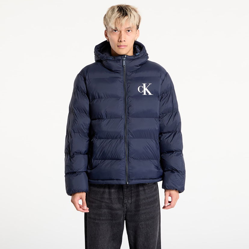 Puffer jakke CALVIN KLEIN Calvin Klein Jeans Ls Nylon Monogram Puff Jacket Mørkeblå | LV04RD528G CEF