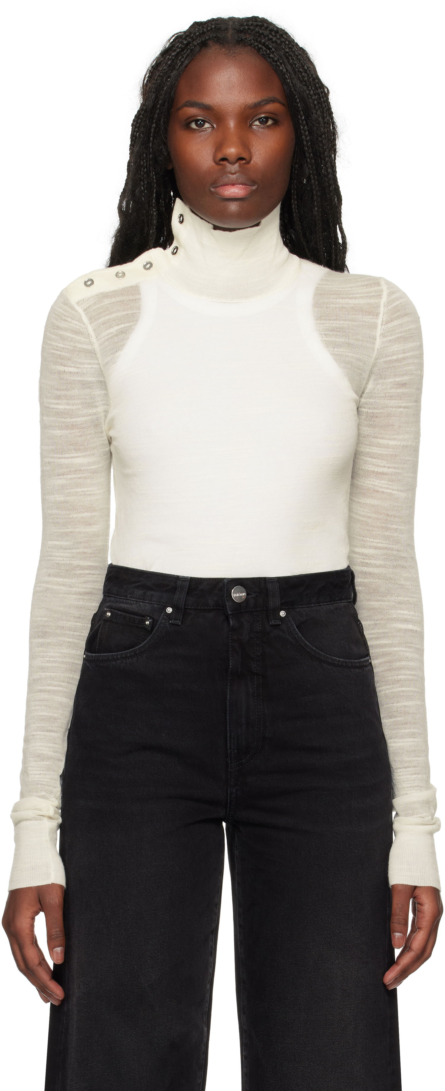 Sweater TOTEME TOTEME Slub Knit Turtleneck Top Hvid | 244-WRT0366-YA0100, 0