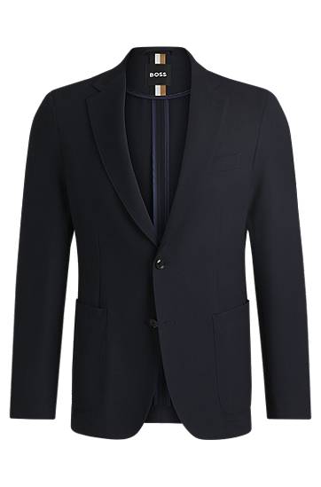 Jakke BOSS Slim Fit Stretch Piqué Blazer with Notched Lapels Mørkeblå | 50535014