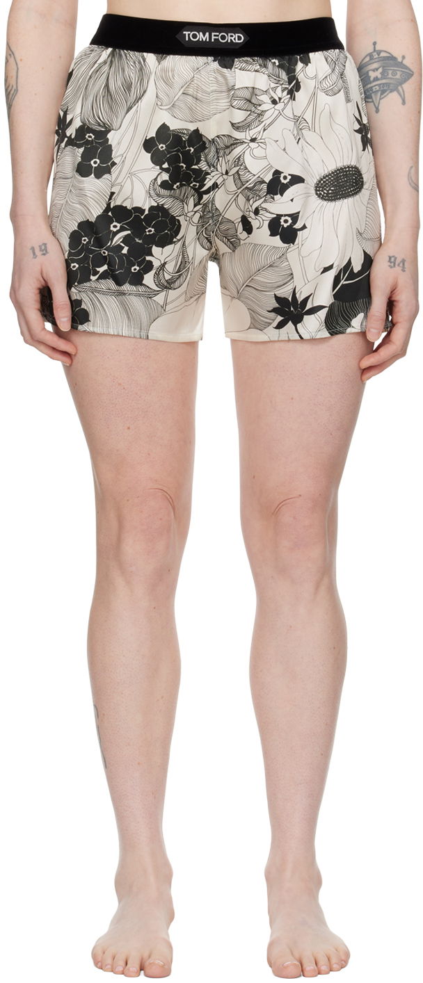 Shorts Tom Ford Floral Print Shorts Beige | SH0021-FAP220