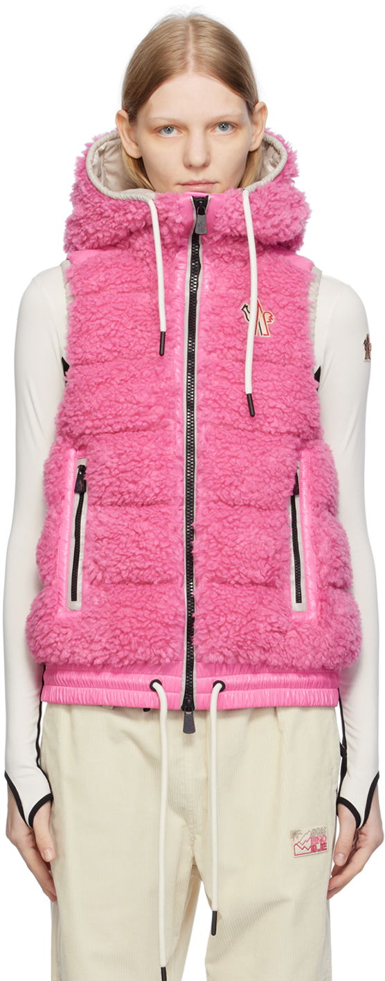 Vest Moncler Grenoble Pink Teddy Down Vest Lyserød | I20988G00026899A9, 0
