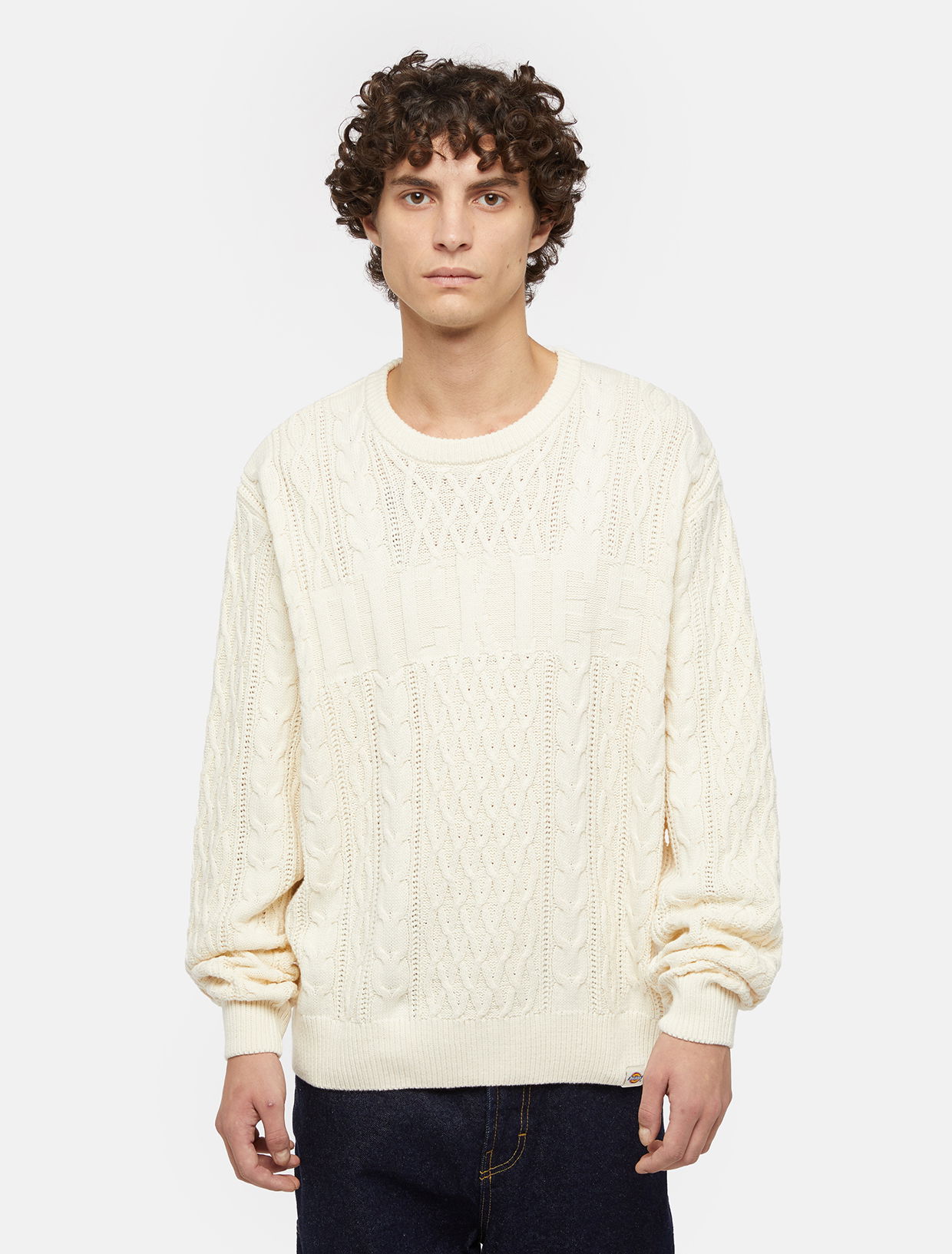 Sweater Dickies Script Cable Jumper Man Hvid | 0A8647, 0