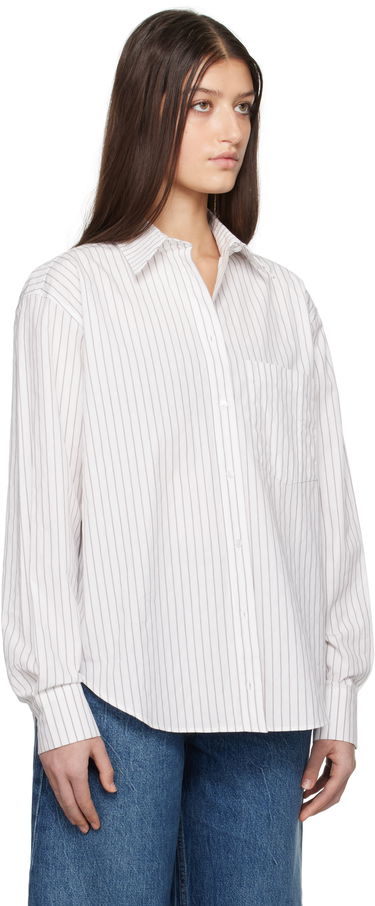 Skjorte Anine Bing ANINE BING Braxton Striped Button-Down Shirt Hvid | A-07-10842-MTL41, 1