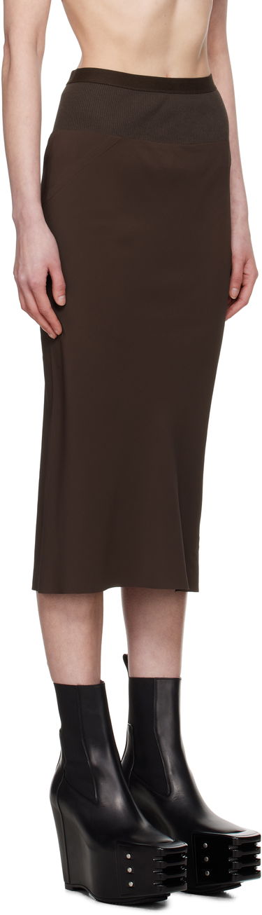 Nederdel Rick Owens Rick Owens Hollywood Knee Bias Midi Skirt Brun | RP01E7332 CC, 1