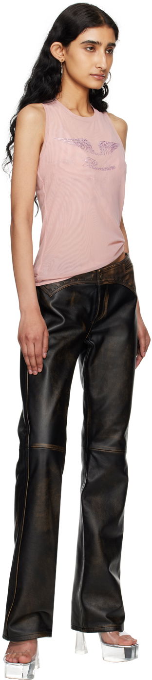 Tanktop Blumarine Crystal Embellished Sheer Tank Top Lyserød | P444T030A, 3