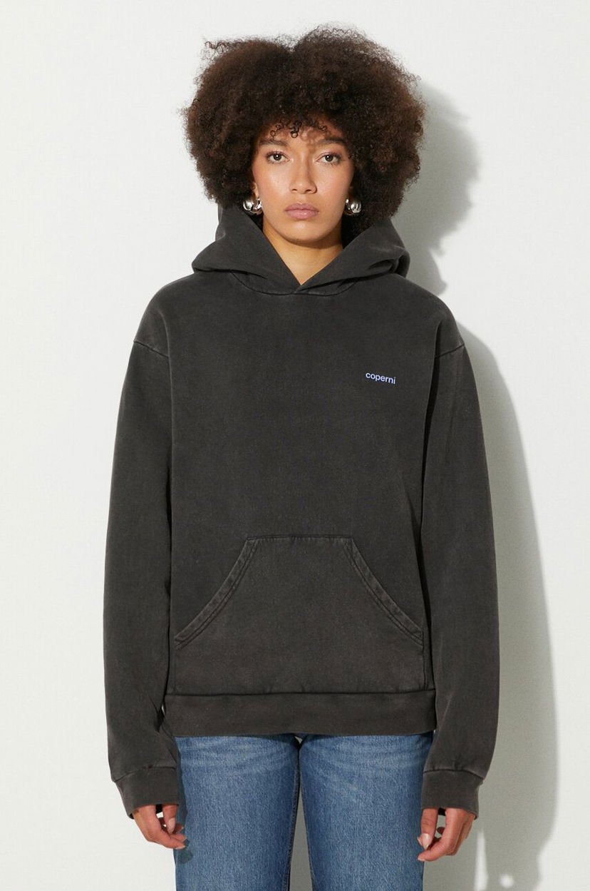 Sweatshirt Coperni Washed Horn Hoodie Sort | COPJS15BIS523W