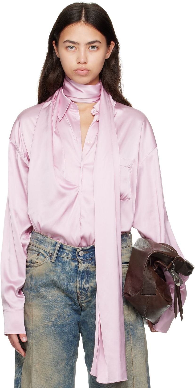 Skjorte Acne Studios Acne Studios Layered Satin Blouse Lyserød | AC0772-