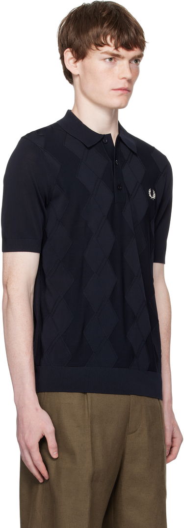 Polo skjorte Fred Perry Fred Perry Cable Knit Polo Mørkeblå | K9748, 1