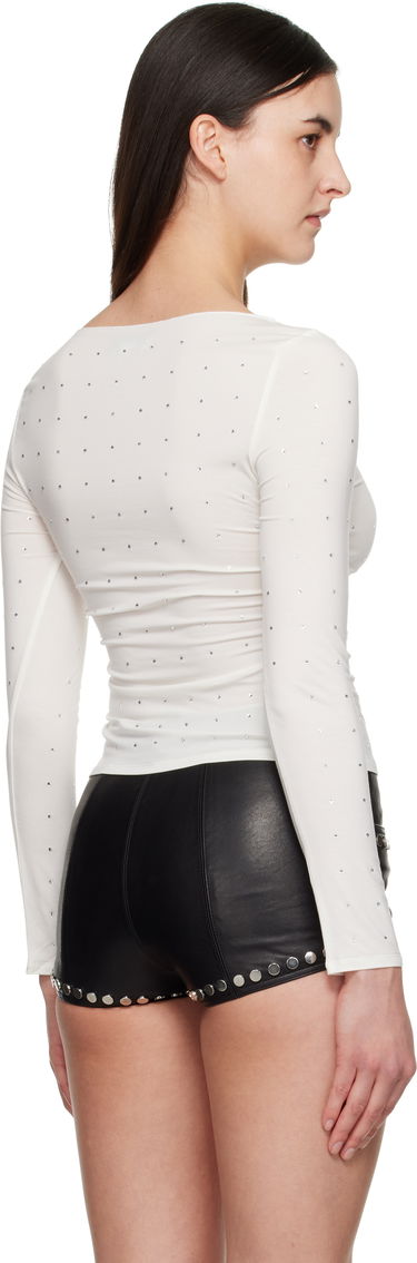 T-shirt Miaou Miaou Amelia Crystal-Embellished T-Shirt Hvid | 7183TJRPEA, 2