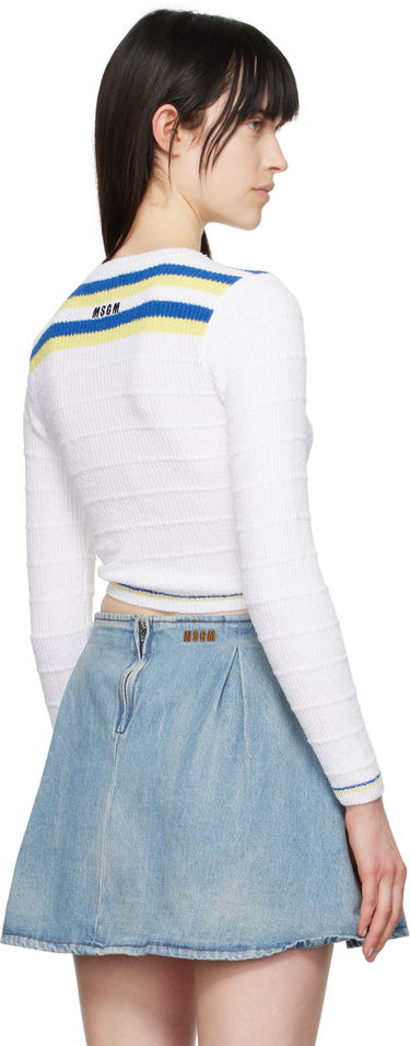 Sweater MSGM MSGM Embroidered Logo Cropped Sweater Hvid | 3841MDM201 257289, 2