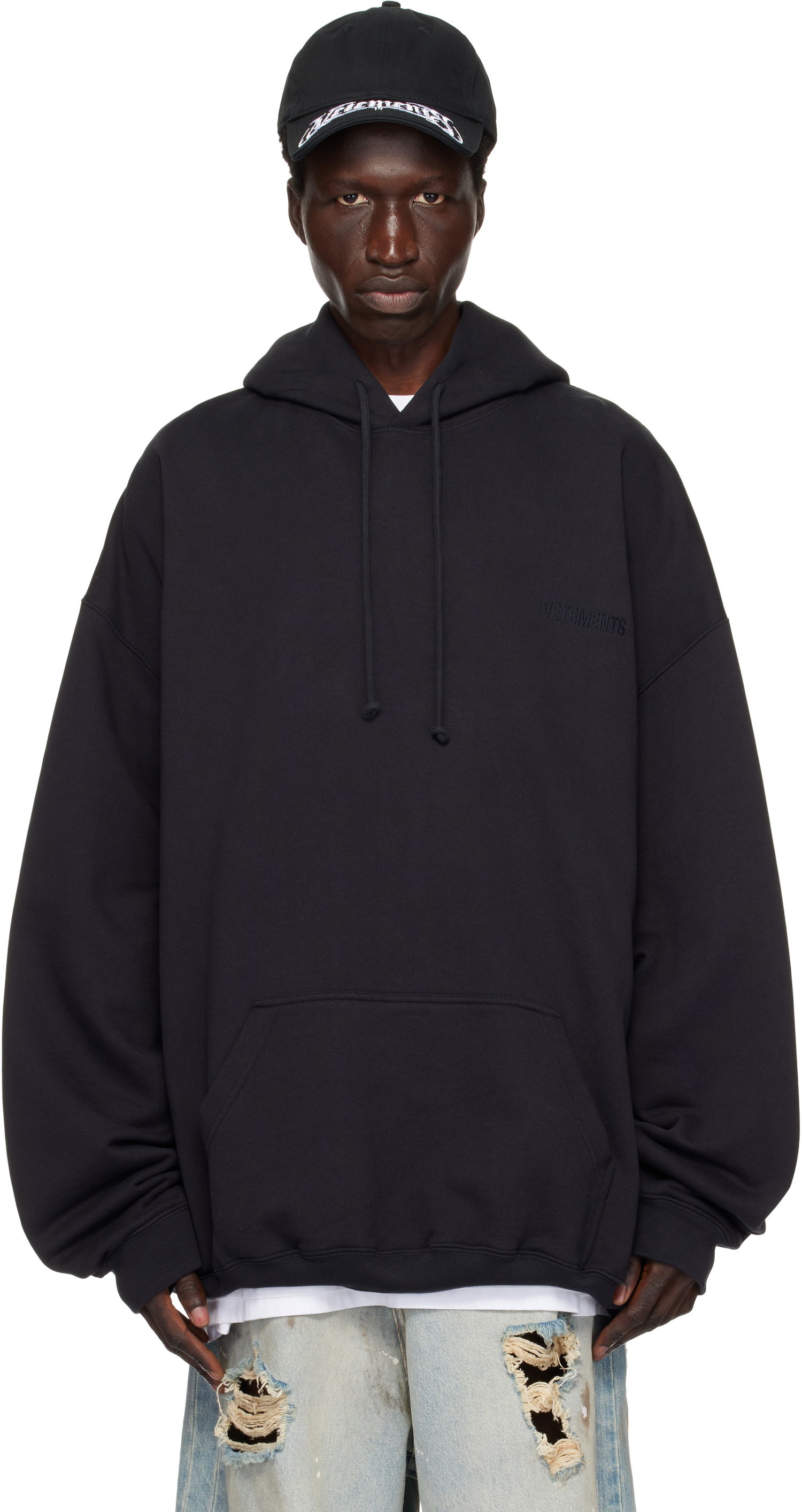 Sweatshirt VETEMENTS Embroidered Logo Hoodie Sort | UA66HD780B, 0