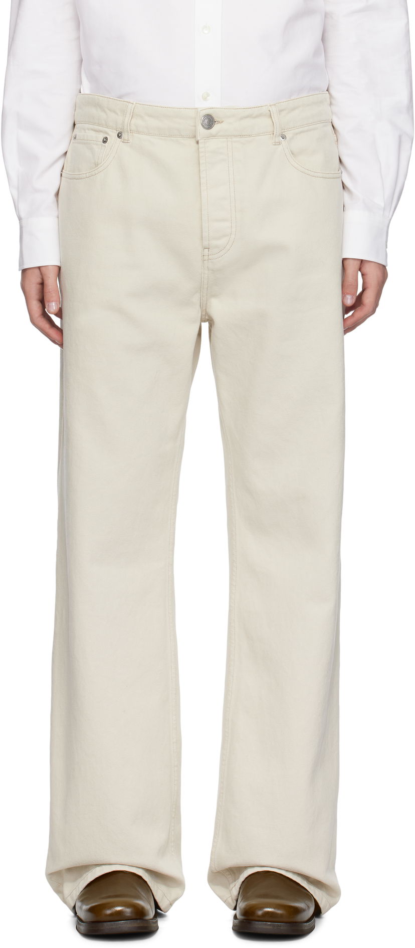 Jeans AMI Large Fit Jeans Hvid | HTR450.CO0037