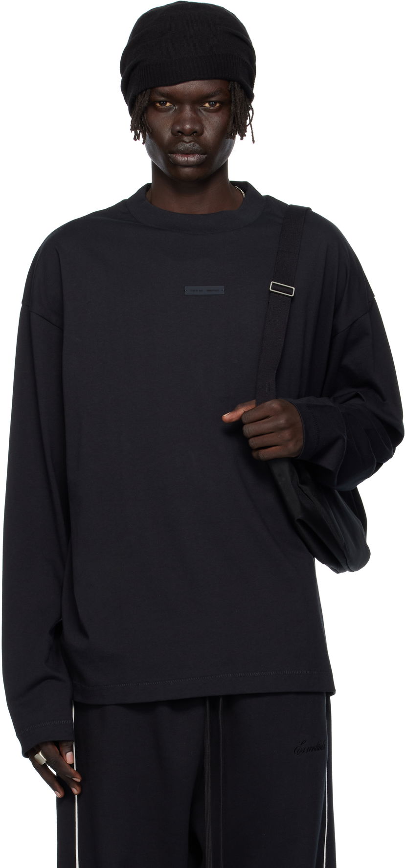 T-shirt Fear of God ESSENTIALS Classic Fit Long Sleeve T-shirt Sort | 125SP254200F