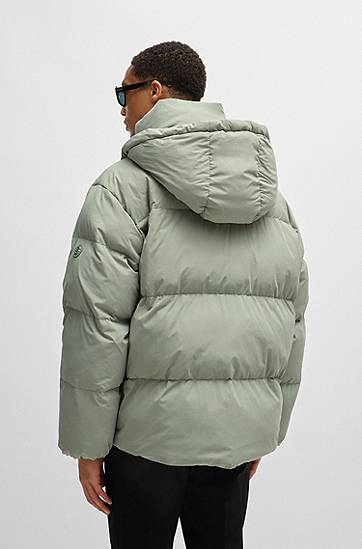 Puffer jakke BOSS Water-Repellent Puffer Jacket with Monogram Grøn | 50524002, 1