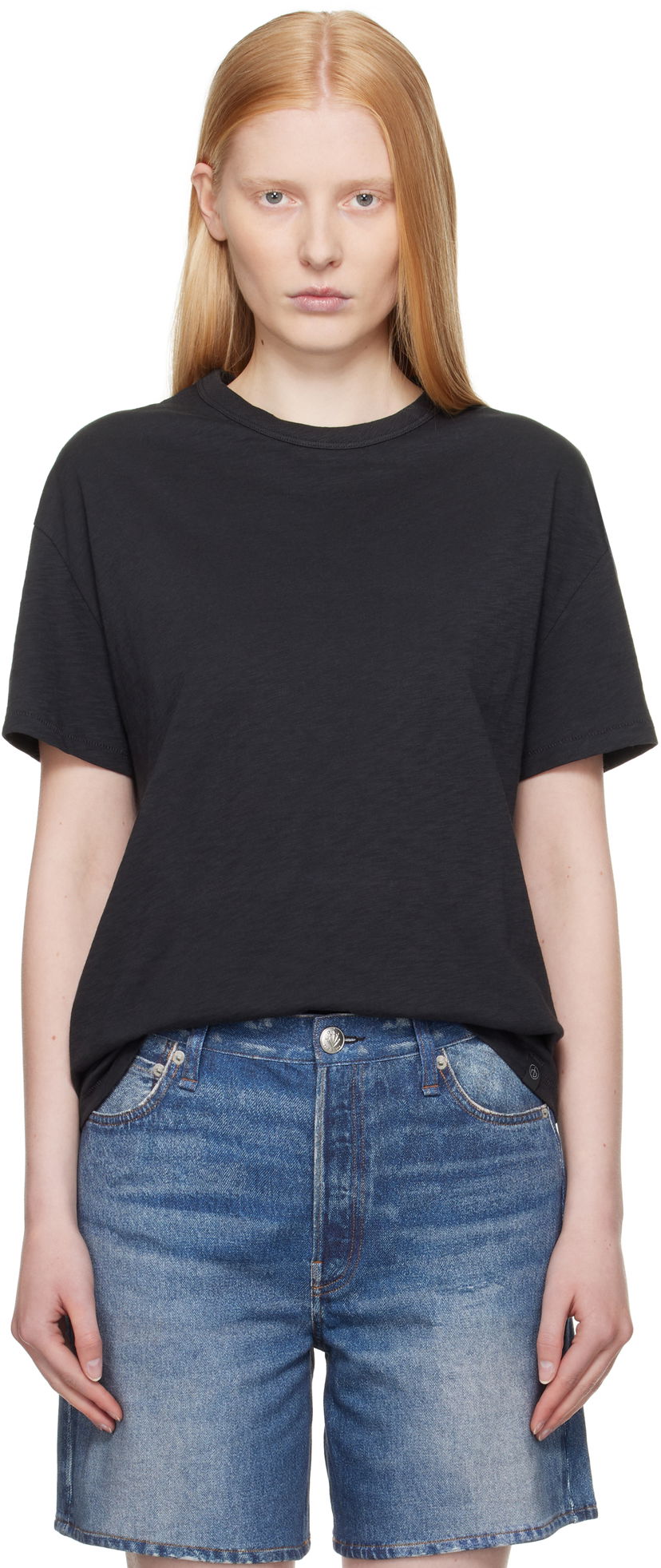 T-shirt rag & bone Rag & Bone Boyfriend Mini Slub T-Shirt Sort | WCC23ST059CH59
