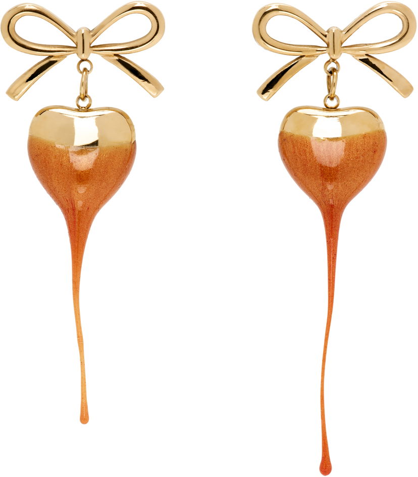 Øreringe Ottolinger Ottolinger Bow Heart Drop Earrings Orange | 12590072501